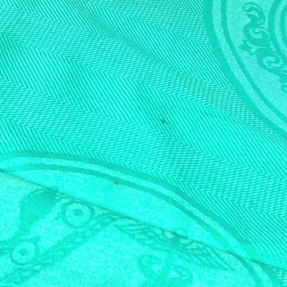 HERMES New Libris Shawl, Fringe Scarf, Cashmere, Silk, Men's & Women's, Green - Picture 13 of 14